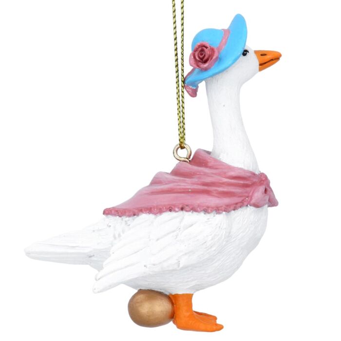 Gisela Graham Goose laying Golden Egg Christmas Tree Decoration